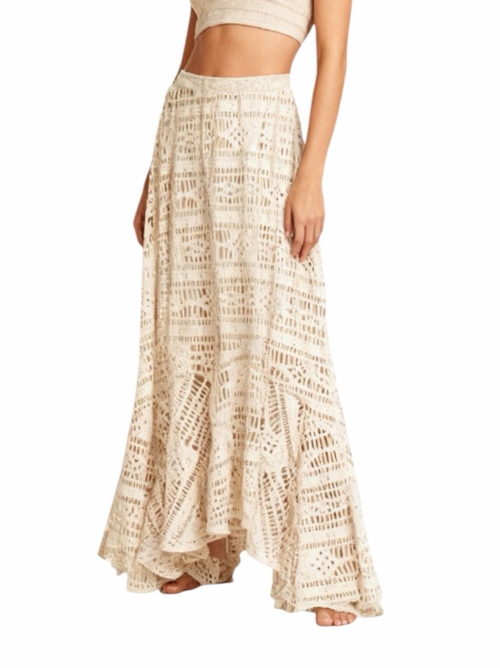NWT PatBo Crochet Beach Maxi Skirt Bone XL